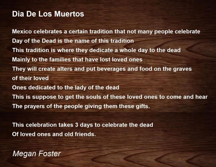 Dia de los muertos poems in english