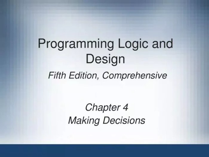 Programming logic and design fifth edition